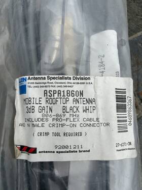 Antenna Specialists Aspa1860n 806-869 Mhz Rooftop Cable And Connector New
