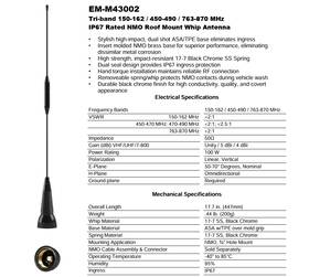 Command Communications Cc-em-m43002 Vhf-uhf-700mhz- 800mhz P25 All Band Radio Antenna Motorola Apx Xtl Harris Efj
