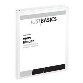 Just Basics Od02765ea Basic View 3-ring Binder 1 Inch Round Rings White
