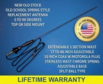 Radio Antenna Vintage Style Spring Top Side Fender Cowl Mount Round Base Nos New. Price: $34.80.